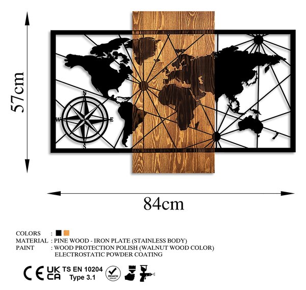 ASIR Nástěnná dřevěná dekorace WORLD MAP
