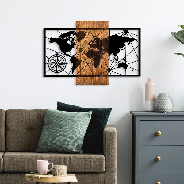 ASIR Nástěnná dřevěná dekorace WORLD MAP