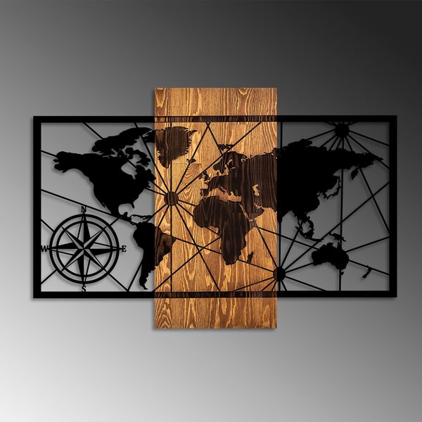 ASIR Nástěnná dřevěná dekorace WORLD MAP
