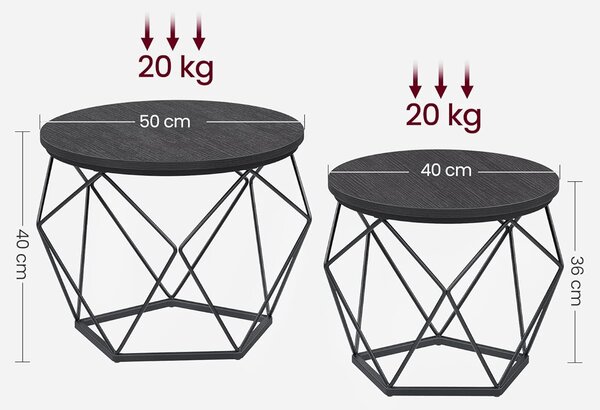VASAGLE Sada dvou kulatých konferenčních stolků černé