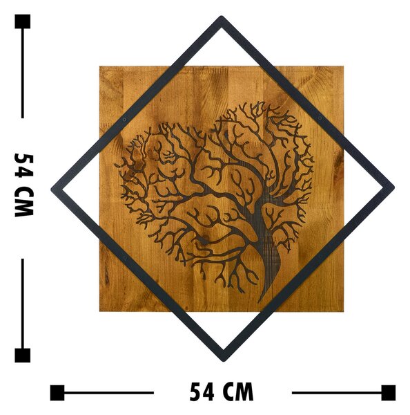 ASIR Nástěnná dekorace dřevo STROM V SRDCI 54 x 54 cm