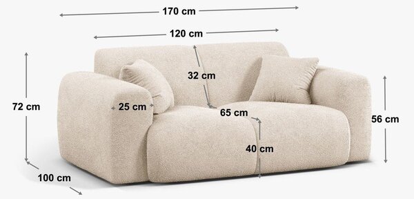Khaki sametová pohovka 170 cm Molino – Micadoni