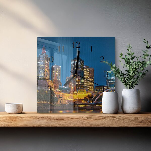 Skleněné hodiny na stěnu Město zskc-30x30-00172364