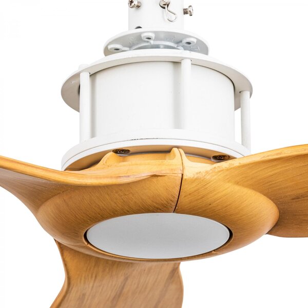 JUST FAN M stropní ventilátor, bílá/světlé dřevo s DC motorem - FARO