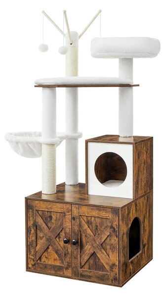 FEANDREA Kočičí strom se skříňkou na toaletu 58 x 140 x 50 cm
