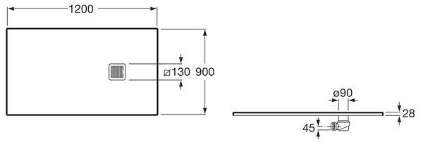 Roca Terran obdélníková sprchová vanička 120x90 cm béžová AP1014B038401650