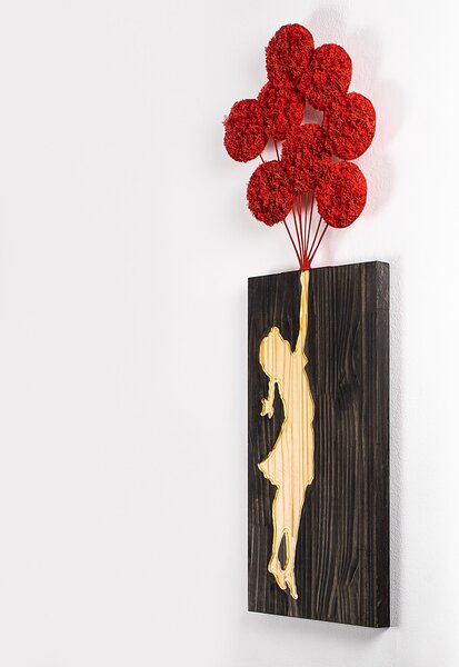 ASIR Nástěnná dřevěná dekorace BANKSY dívka s balónky