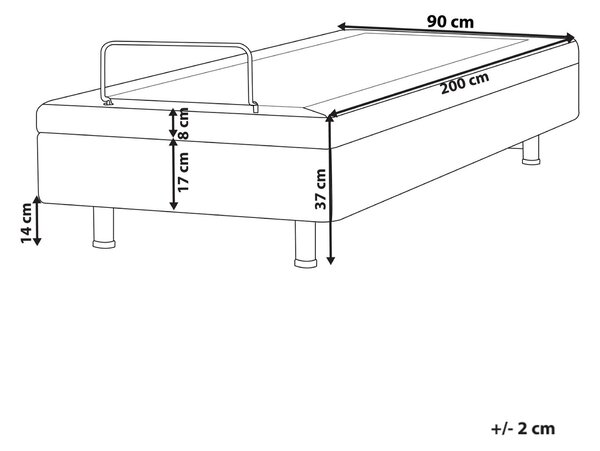 Polohovací postel bez čela Tkanina DUKE 90 x 200 cm Světle šedá