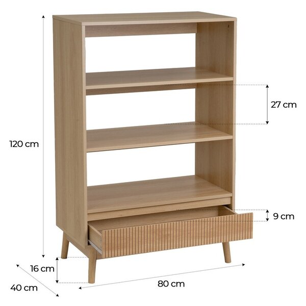 Knihovna v přírodní barvě 80x120x40 cm Naroa – Casa Selección