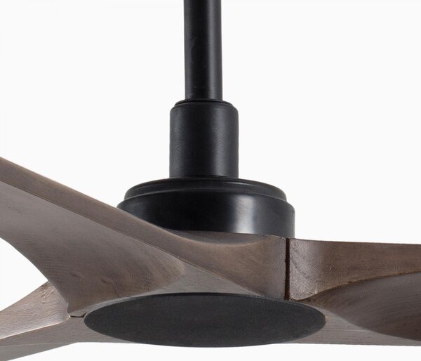HEYWOOD L stropní ventilátor, černá/tmavé dřevo s DC motorem - FARO
