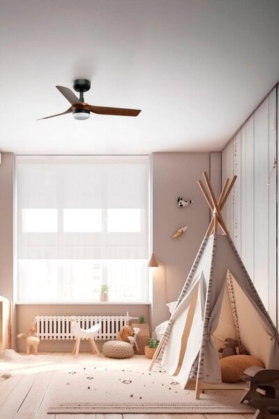 FARO Stropní ventilátor se stmívatelným světlem MINI PUNT S LED, 6 rychlostí, 10W Barva: Černá-dřevo