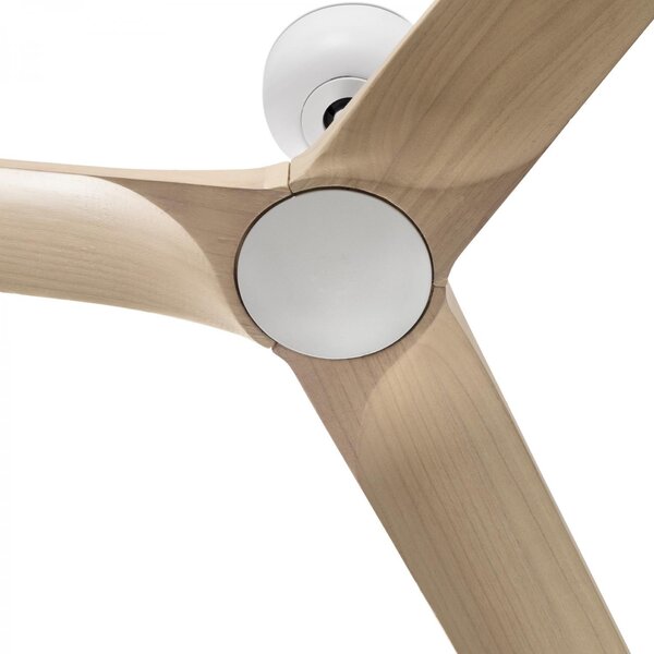 HEYWOOD L stropní ventilátor, bílá/světlé dřevo s DC motorem - FARO