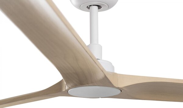 HEYWOOD L stropní ventilátor, bílá/světlé dřevo s DC motorem - FARO