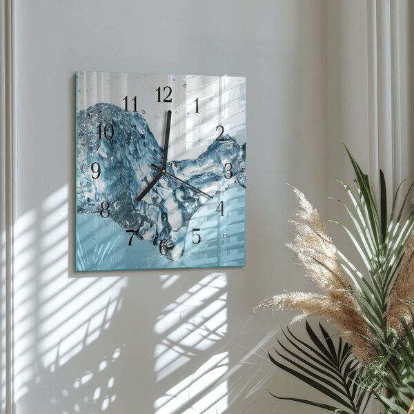 Skleněné hodiny na stěnu Voda zskc-30x30-00172455