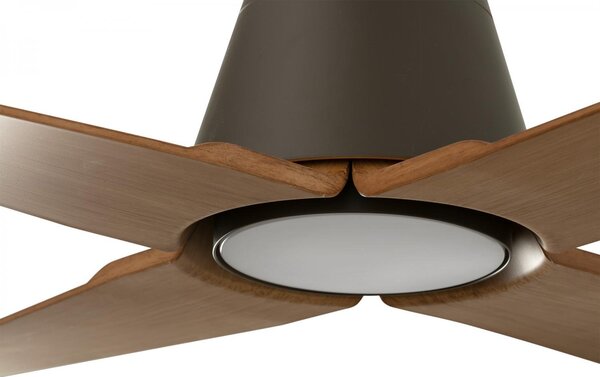 FARO TYPHOON M LED LED stropní ventilátor, hnědá/dřevo - FARO, IP44