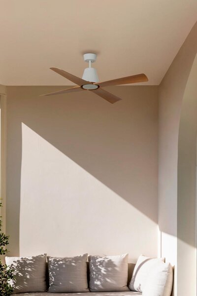 FARO TYPHOON M stropní ventilátor bílá/dřevo - FARO, IP44