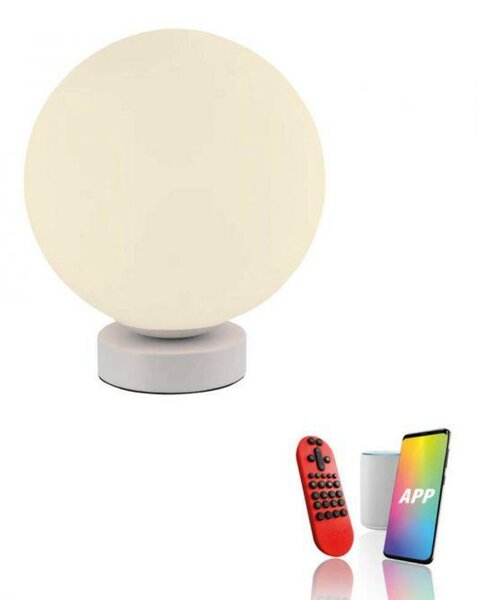 JUST LIGHT LED stolní lampa, koule, bílé, Smarthome, stmívatelné, dálkový ovladač s aplikací Tuya RGB, 2700-5000K