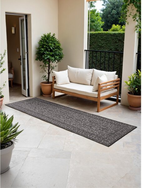 Černobílý vnitřní a venkovní běhoun 80x250 cm Duet Kona – NORTHRUGS