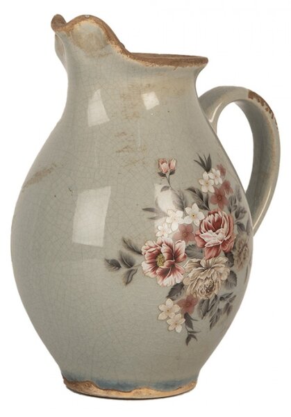 Keramický dekorační džbán / konvička se šedou glazurou Masselin S – 16x12x19 cm