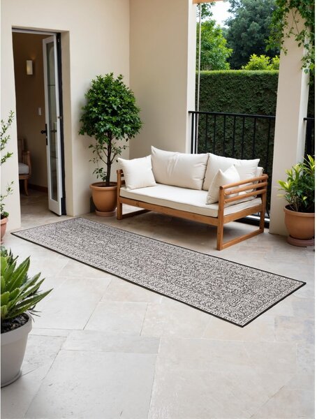 Černobílý vnitřní a venkovní běhoun 80x250 cm Duet Kona – NORTHRUGS