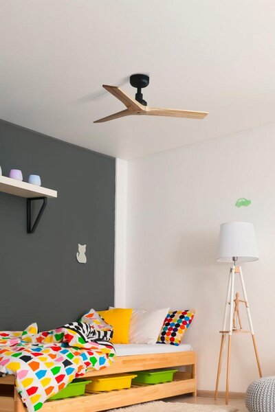 KLIM S stropní ventilátor, černá/světlý dub DC - FARO