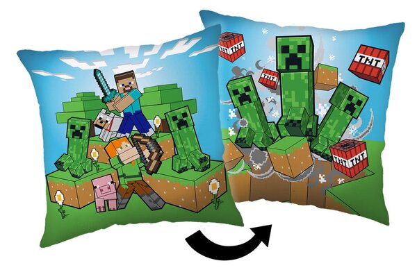 Dětský polštářek 40x40 cm Minecraft "Creeper Rush" – Jerry Fabrics