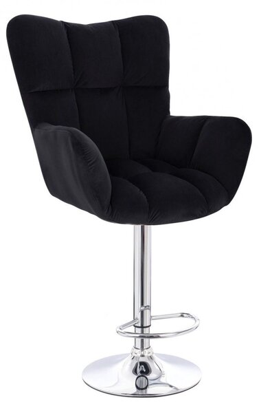LuxuryForm DESIGN Barové křeslo AURORA VELUR na stříbrné kulaté podstavě - černé