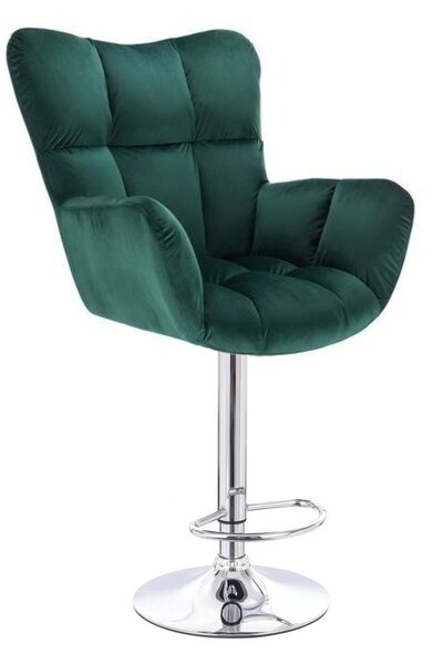 LuxuryForm DESIGN Barové křeslo AURORA VELUR na stříbrné kulaté podstavě - zelené