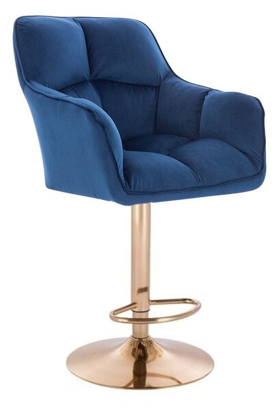 LuxuryForm Barová židle AMALFI VELUR na zlatém talíři - modrá