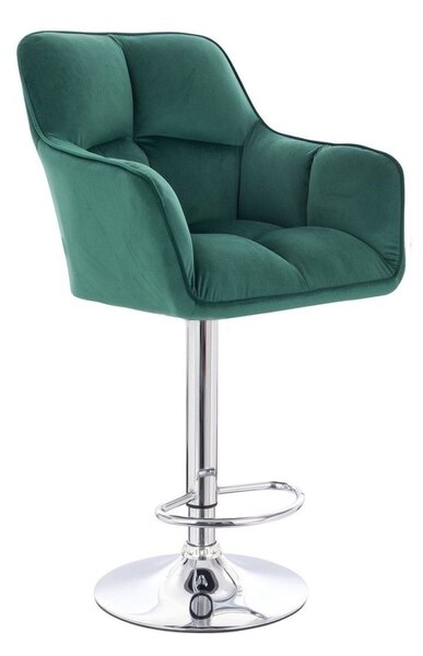 LuxuryForm DESIGN Barová židle AMALFI VELUR na stříbrné kulaté podstavě - zelená