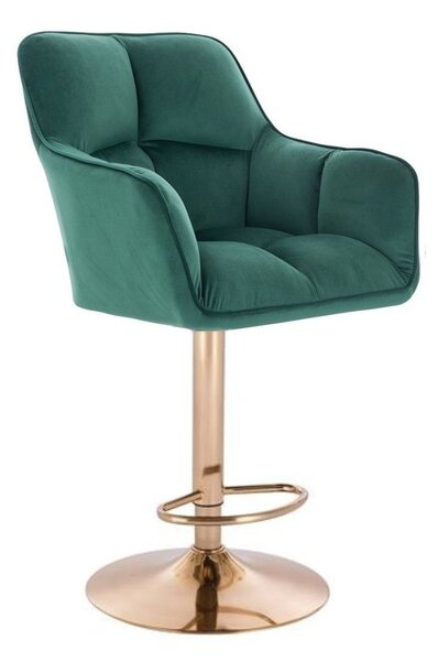 LuxuryForm DESIGN Barová židle AMALFI VELUR na zlaté kulaté podstavě - zelená