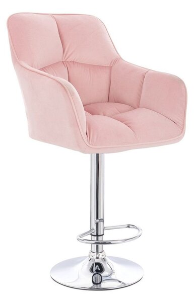 Barová židle AMALFI VELUR na stříbrném talíři - růžová