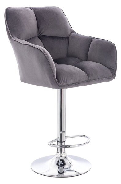 LuxuryForm DESIGN Barová židle AMALFI VELUR na stříbrné kulaté podstavě - tmavě šedá