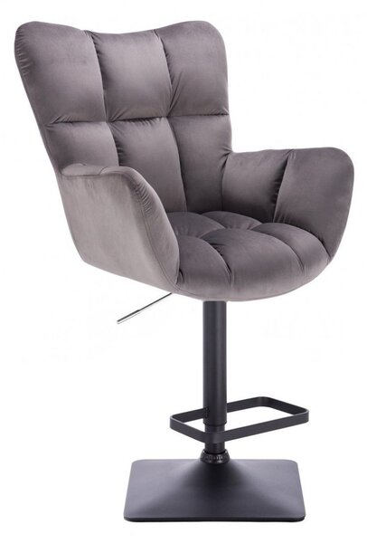 LuxuryForm DESIGN Barové křeslo AURORA VELUR na černé hranaté podstavě - tmavě šedé