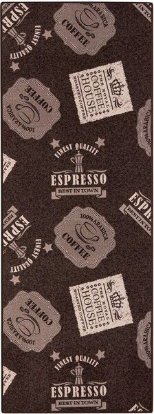 Breno Kusový koberec COFFEE PATTERN 44, 67x180 cm, Hnědá/Vícebarevné