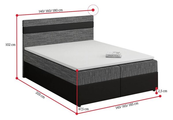 Čalouněná postel boxspring MODELA, 140x200, kornet 02/dolaro 511