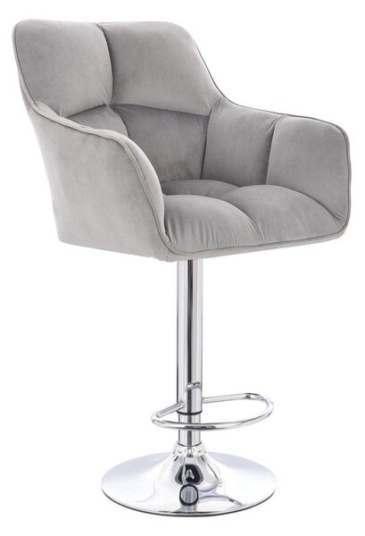 LuxuryForm DESIGN Barová židle AMALFI VELUR na stříbrné kulaté podstavě - světle šedá