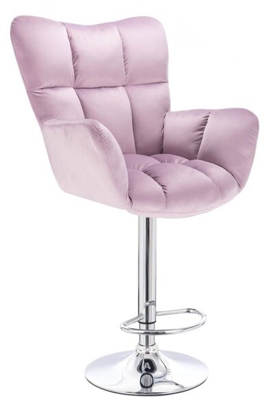 LuxuryForm DESIGN Barové křeslo AURORA VELUR na stříbrné kulaté podstavě - levandule