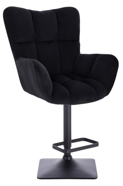 LuxuryForm DESIGN Barové křeslo AURORA VELUR na černé hranaté podstavě - černé