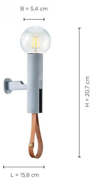 JUST LIGHT LEUCHTEN DIRECT Nástěnné svítidlo, barva beton, 20,7 x 5,4, IP20 LD 14771-22