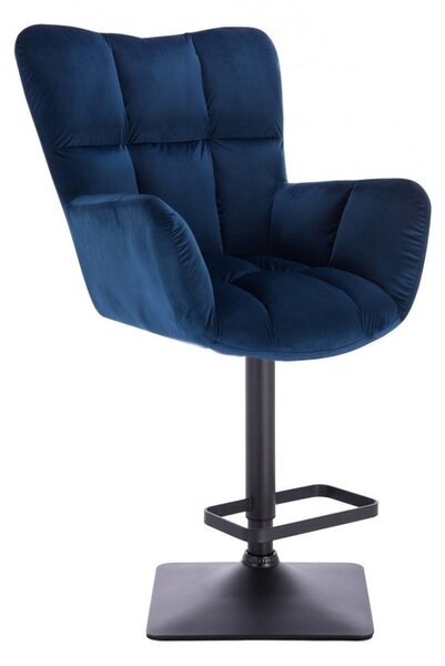 LuxuryForm DESIGN Barové křeslo AURORA VELUR na černé hranaté podstavě - modré
