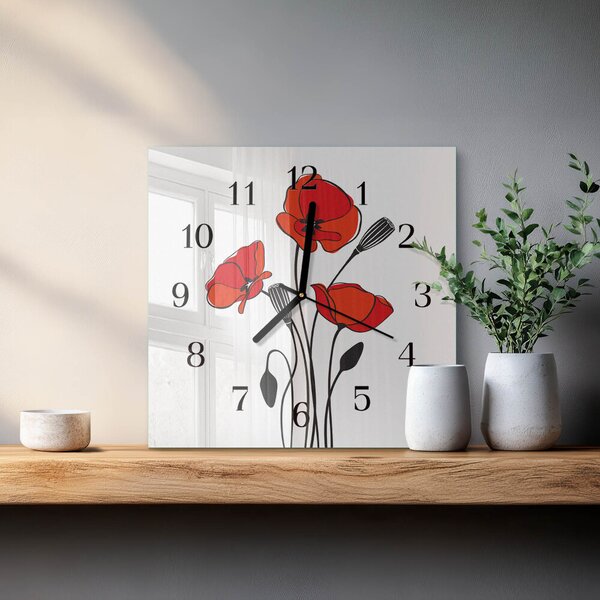 Skleněné hodiny na stěnu Mák zskc-30x30-00172480