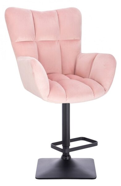 LuxuryForm DESIGN Barové křeslo AURORA VELUR na černé hranaté podstavě - světle růžové