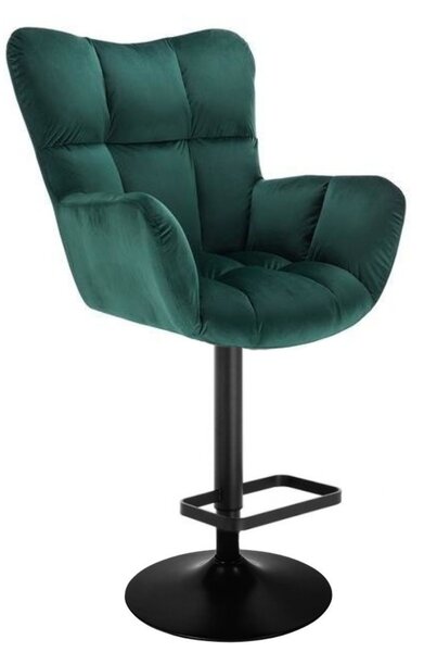 LuxuryForm DESIGN Barové křeslo AURORA VELUR na černé kulaté podstavě - zelené