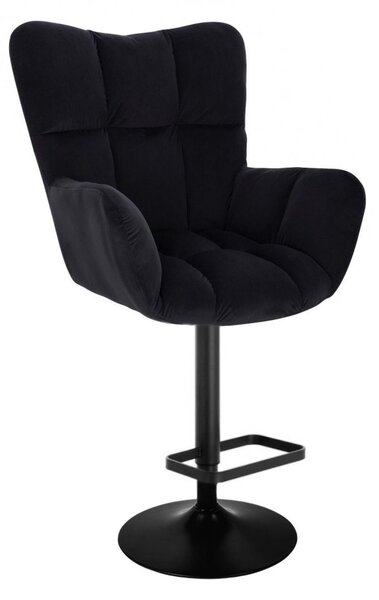 LuxuryForm DESIGN Barové křeslo AURORA VELUR na černé kulaté podstavě - černé