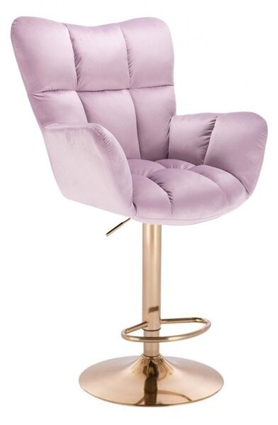 LuxuryForm DESIGN Barové křeslo AURORA VELUR na zlaté kulaté podstavě - levandule