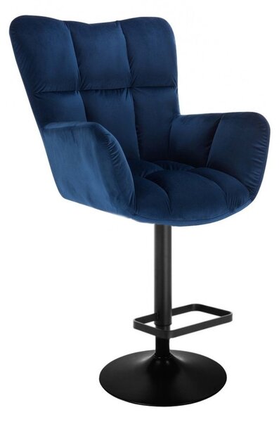 LuxuryForm DESIGN Barové křeslo AURORA VELUR na černé kulaté podstavě - modré