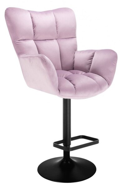 LuxuryForm DESIGN Barové křeslo AURORA VELUR na černé kulaté podstavě - levandule