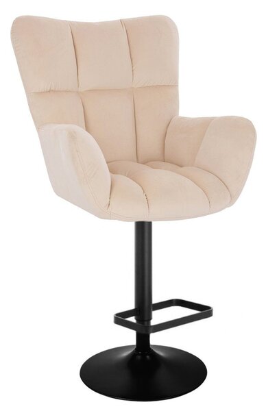 LuxuryForm DESIGN Barové křeslo AURORA VELUR na černé kulaté podstavě - krémové