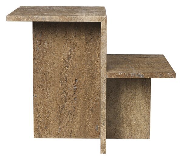 FERM LIVING Odkládací stolek Distinct, Dark Brown Travertine